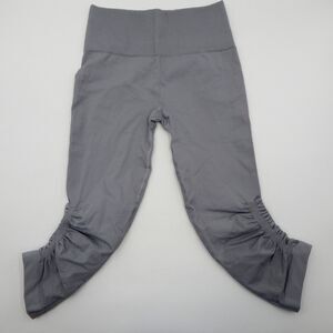 Lululemon In The Flow Crop Leggings Women's Gray Ruched Leg Capri Sz 4
